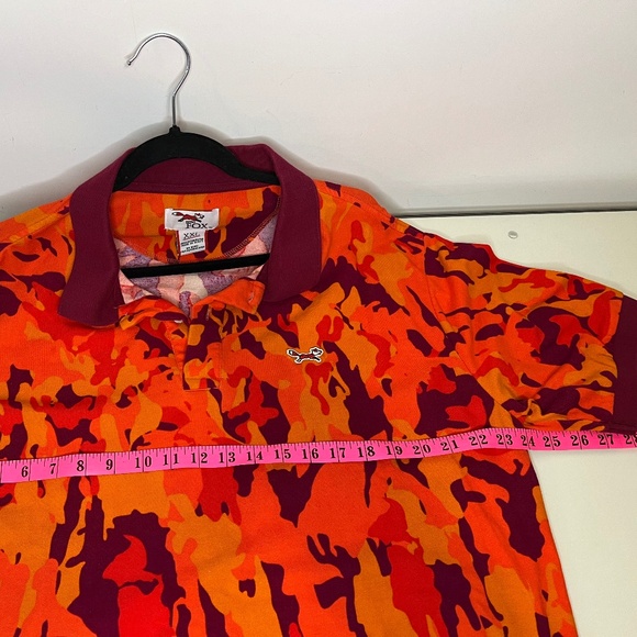 Retro Fox Men's Polo Short Sleeve Orange Camo 100% Cotton - Size 2XL - Picture 16 of 16